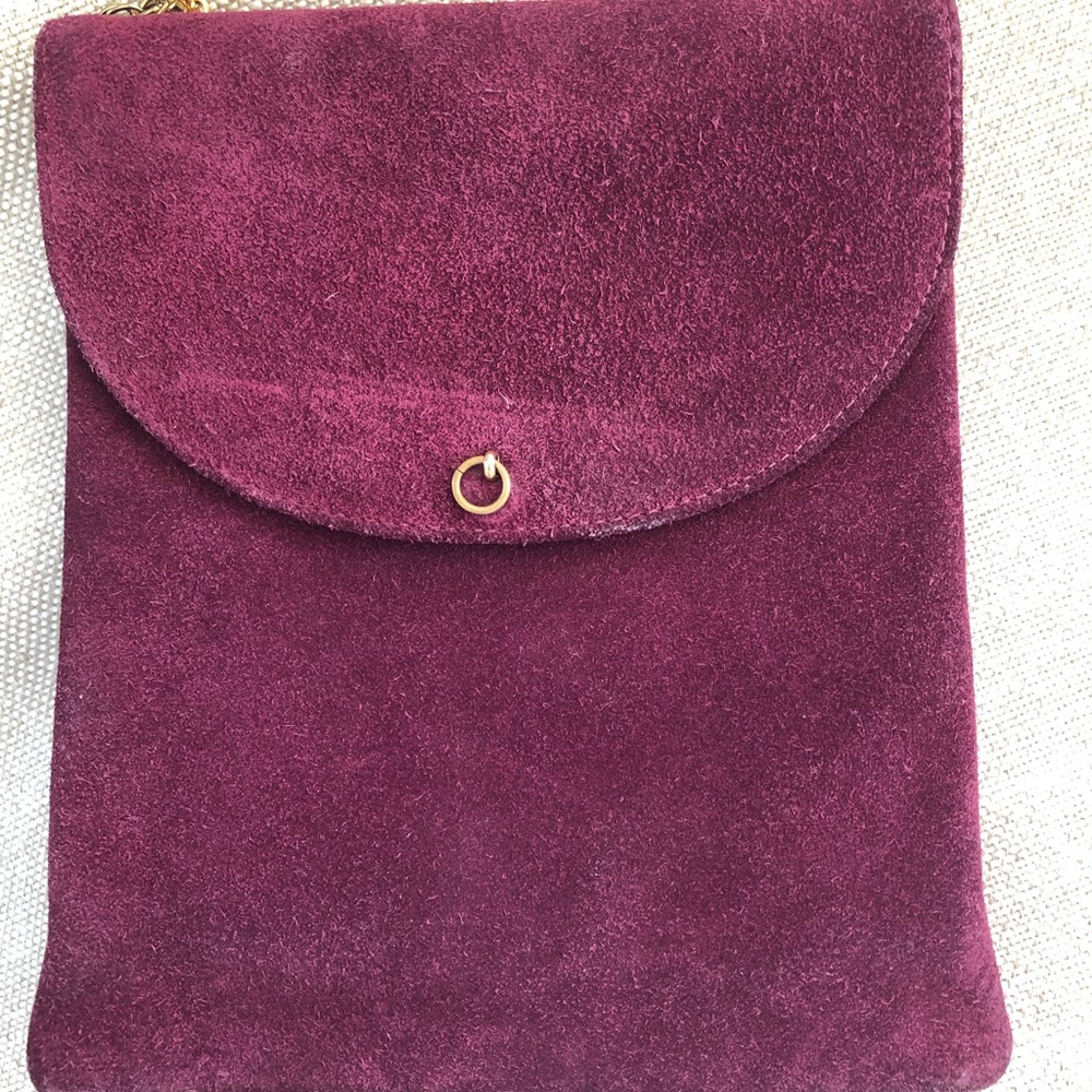 Coquette Vintage Red Burgundy Suede Chain Purse